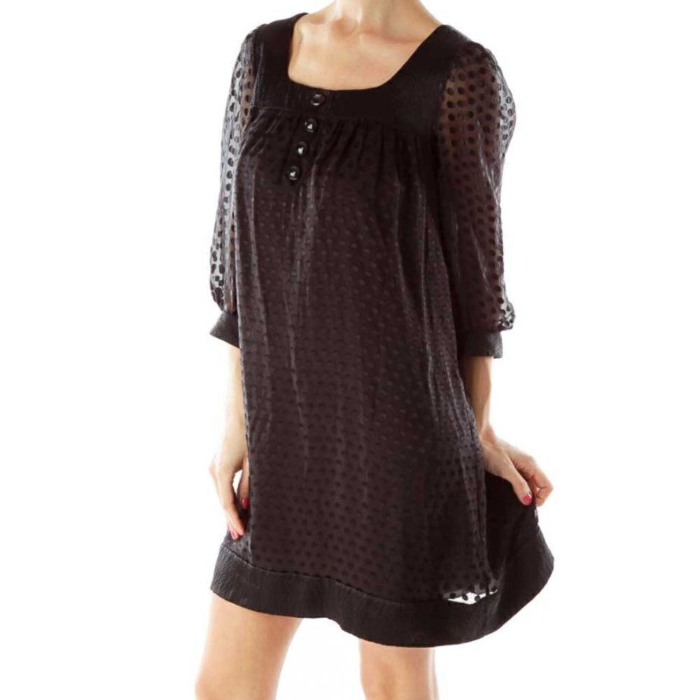 Alice & Trixie Black Polka-Dot Doll Silk Dress - Picture 2 of 3